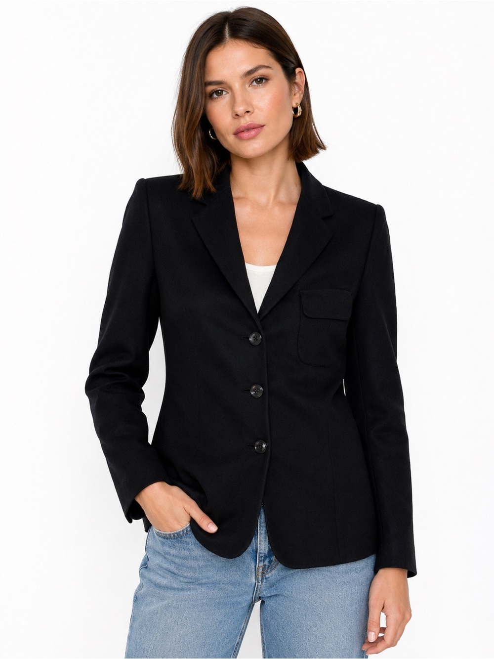 Banana Republic Women’s Size 8 Black Wool Blazer Made in Italy 3 Button Career